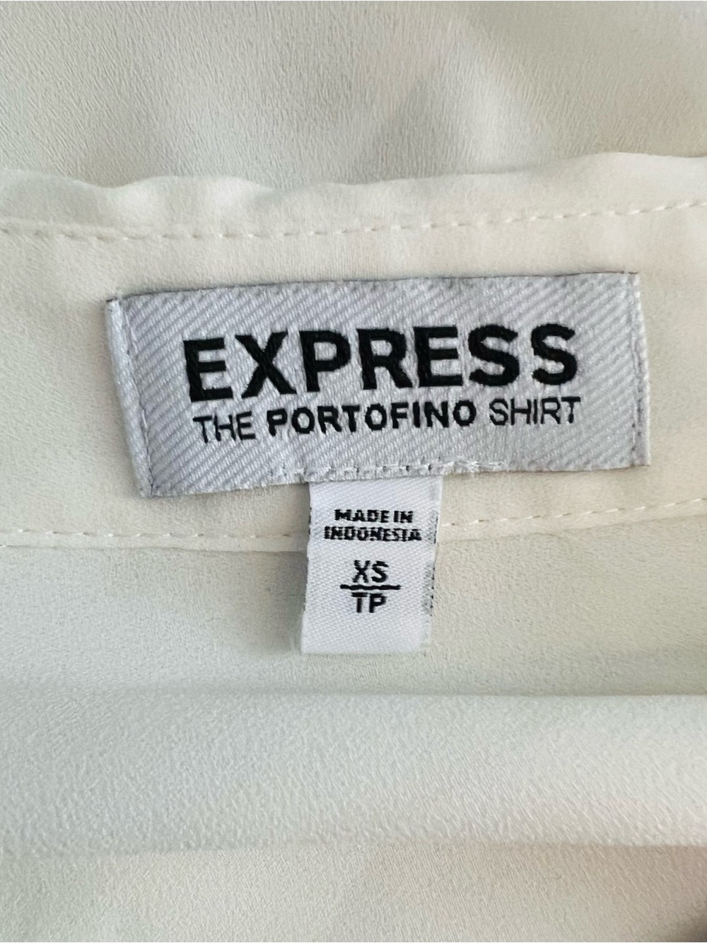 EXPRESS White and Black Button Up Portofino Blouse Size XS - Picture 7 of 8